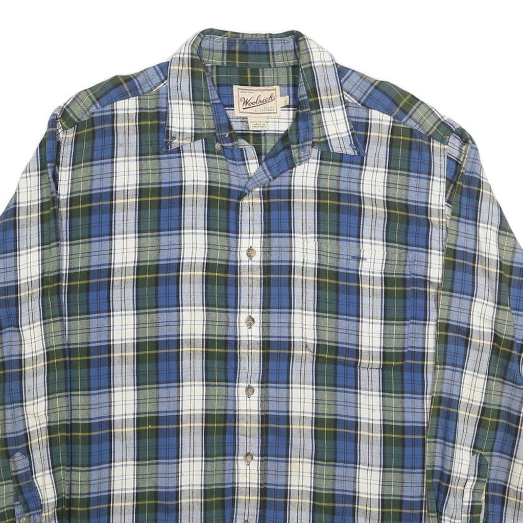 WOOLRICH Mens Blue & Green Check Shirt L Cotton Long Sleeve Casual Classic