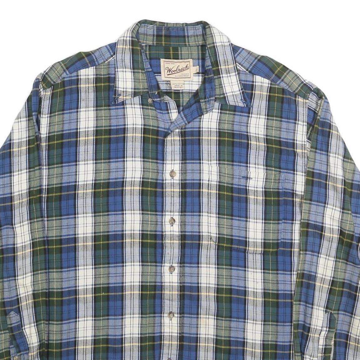 WOOLRICH Mens Blue & Green Check Shirt L Cotton Long Sleeve Casual Classic