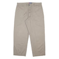 CHAPS Mens Cotton Beige Relaxed Straight Trousers W38 L30 Casual Comfort Zip