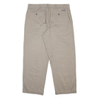 CHAPS Mens Cotton Beige Relaxed Straight Trousers W38 L30 Casual Comfort Zip