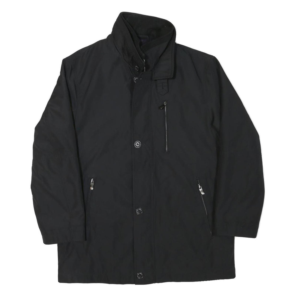 PIERRE CARDIN Mens Black Jacket L Polyester Blend Zip Plain Classic Outerwear