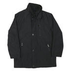 PIERRE CARDIN Mens Black Jacket L Polyester Blend Zip Plain Classic Outerwear