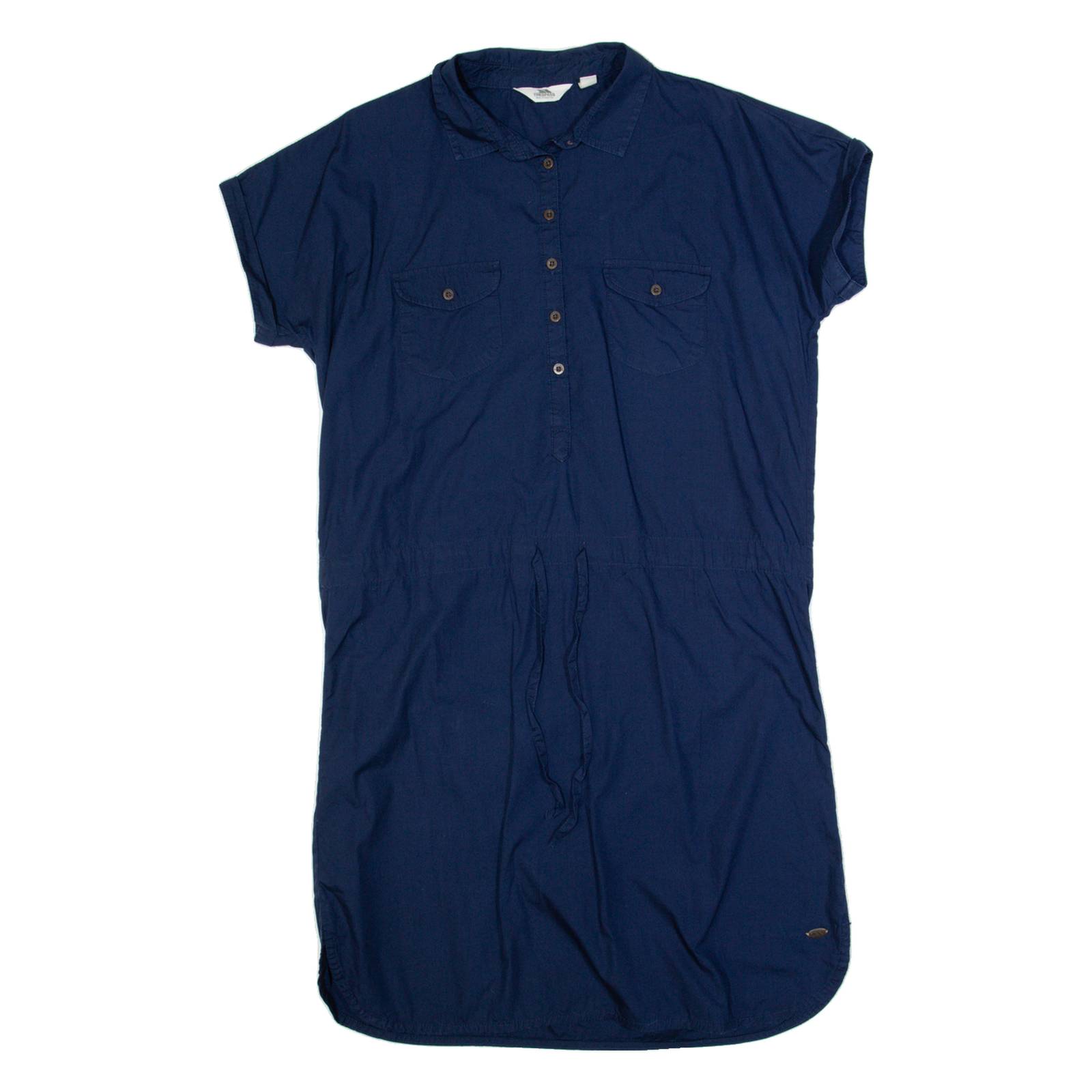 TRESPASS Womens Shirt Dress Blue Short Sleeve Knee Length UK 14