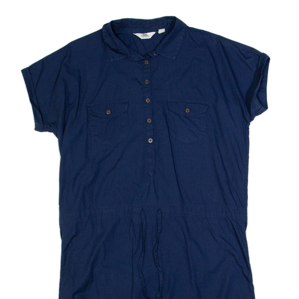 TRESPASS Womens Shirt Dress Blue Short Sleeve Knee Length UK 14