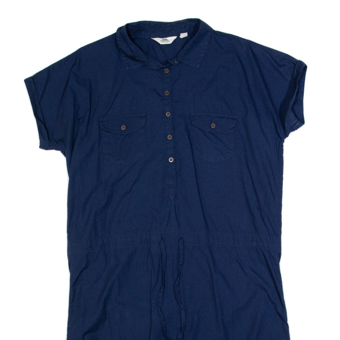 TRESPASS Womens Shirt Dress Blue Short Sleeve Knee Length UK 14