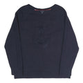 TOMMY HILFIGER Womens Navy Plain Jumper Crew Neck Basic Knit L Cotton Blend