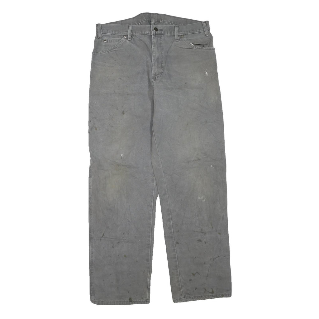 DICKIES Mens Grey Regular Fit Straight Denim Jeans W36 L34 Workwear
