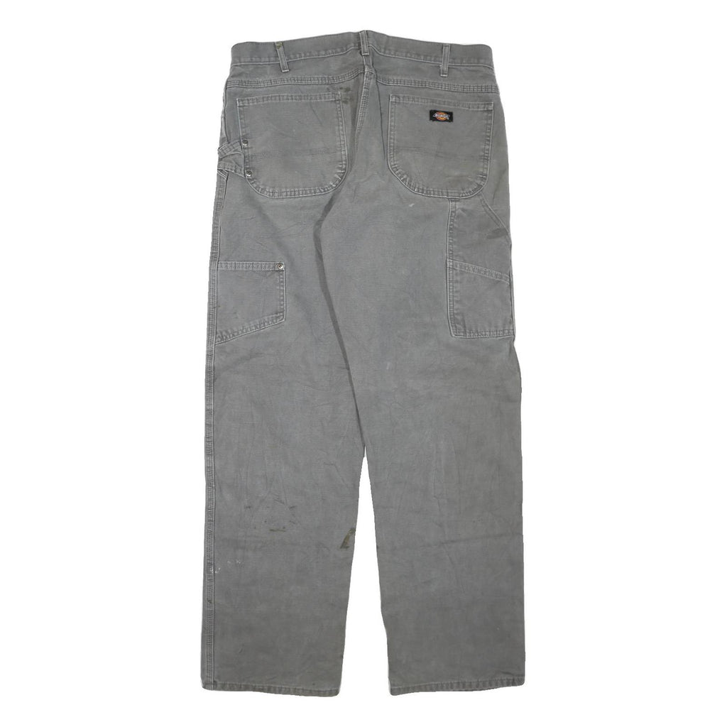DICKIES Mens Grey Regular Fit Straight Denim Jeans W36 L34 Workwear