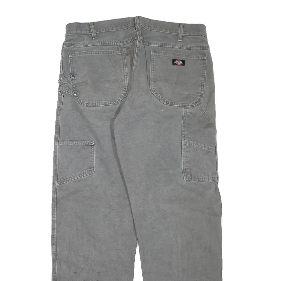 DICKIES Mens Grey Regular Fit Straight Denim Jeans W36 L34 Workwear