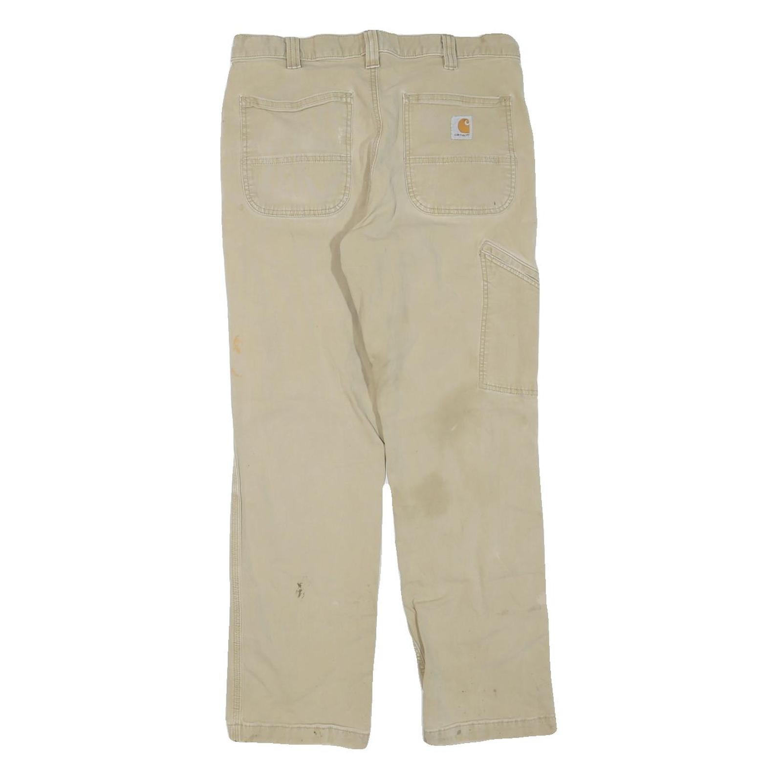 CARHARTT Mens Jeans Beige Regular Straight Denim W33 L30 Workwear Zip Closure