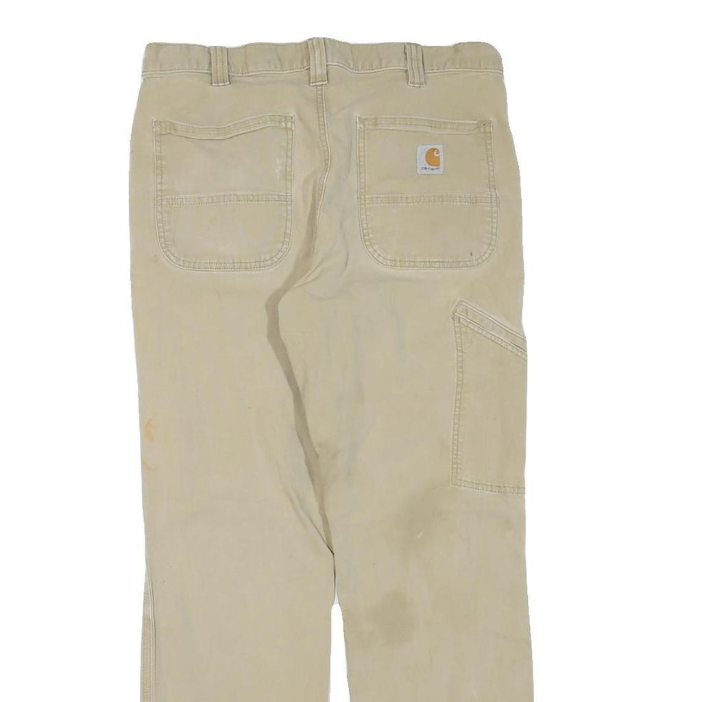 CARHARTT Mens Jeans Beige Regular Straight Denim W33 L30 Workwear Zip Closure