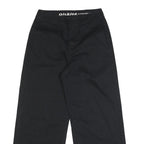 DICKIES Womens Black Loose Wide Leg Cotton Blend Trousers W27 L26 Zip Closure