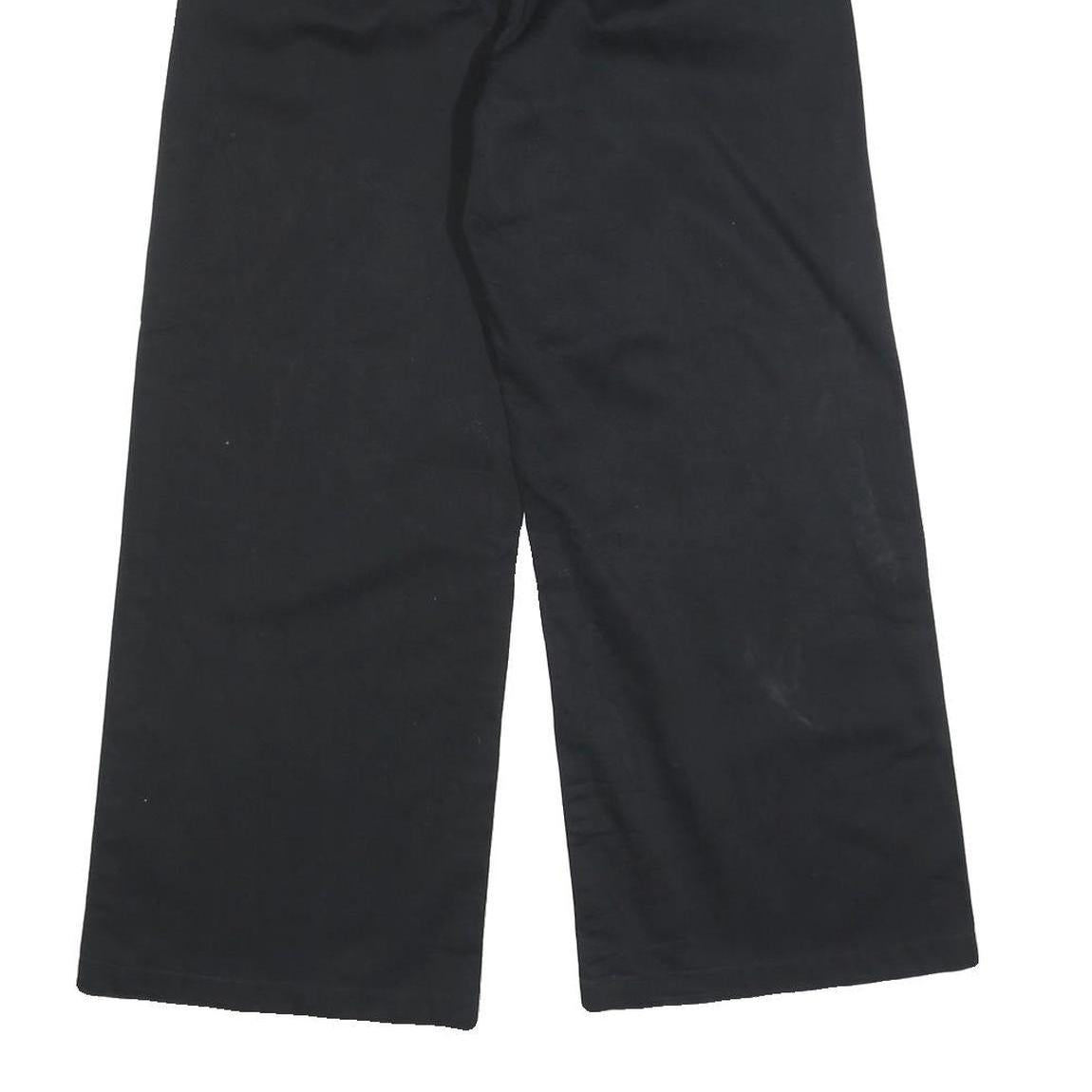 DICKIES Womens Black Loose Wide Leg Cotton Blend Trousers W27 L26 Zip Closure