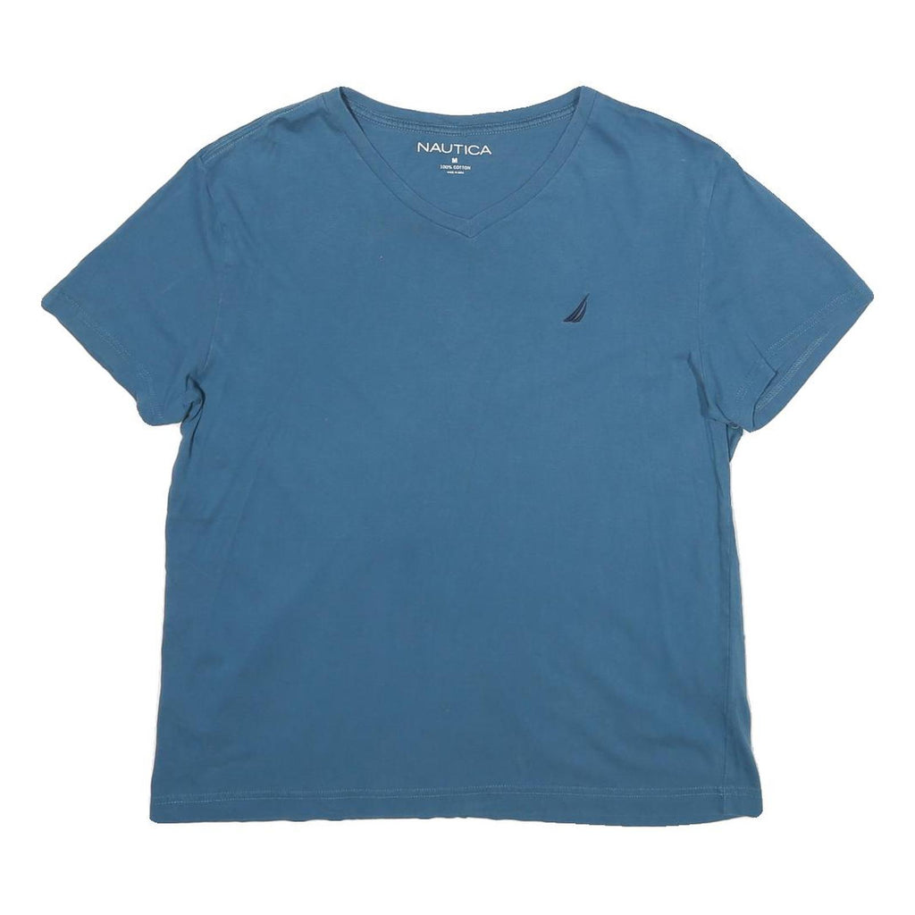 NAUTICA Mens Blue V-Neck Short Sleeve T-Shirt Cotton M Classic Casual
