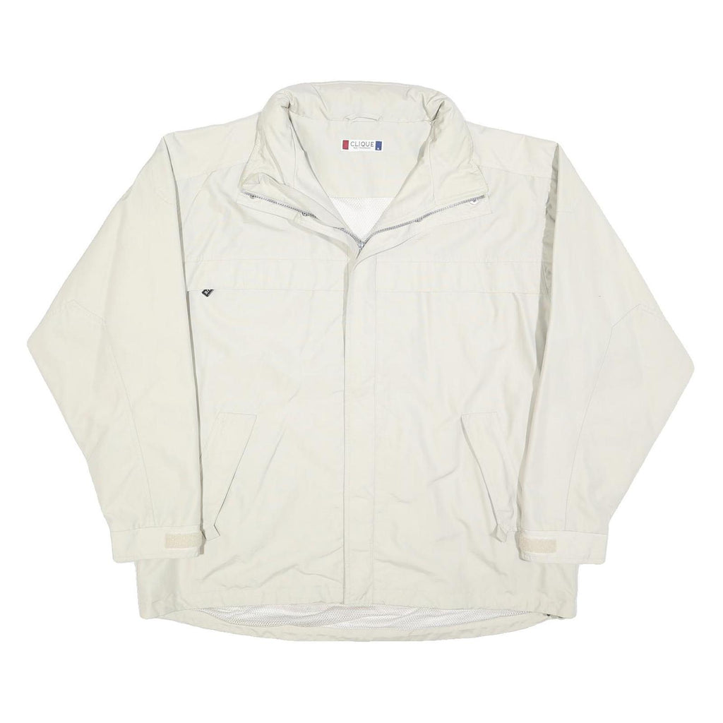 CLIQUE Mens White Cotton Blend Jacket XL Zip Plain Lightweight Casual