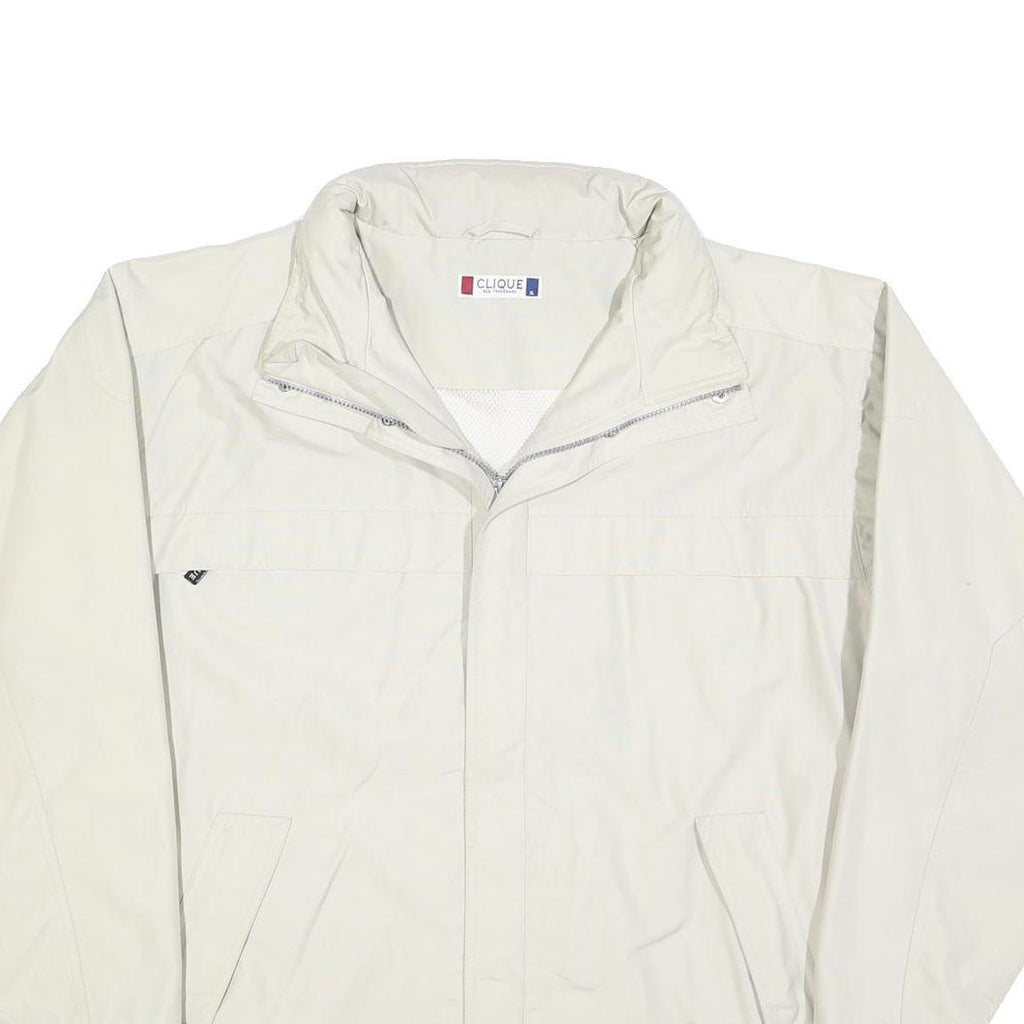 CLIQUE Mens White Cotton Blend Jacket XL Zip Plain Lightweight Casual