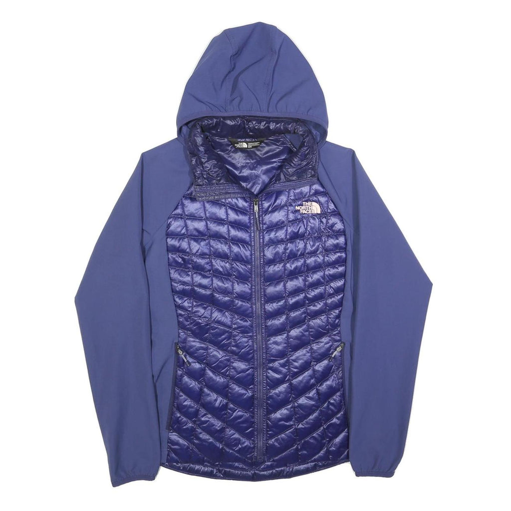 THE NORTH FACE Womens Blue Quilted Track Jacket M Polyester Hooded Zip