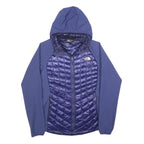 THE NORTH FACE Womens Blue Quilted Track Jacket M Polyester Hooded Zip