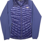 THE NORTH FACE Womens Blue Quilted Track Jacket M Polyester Hooded Zip