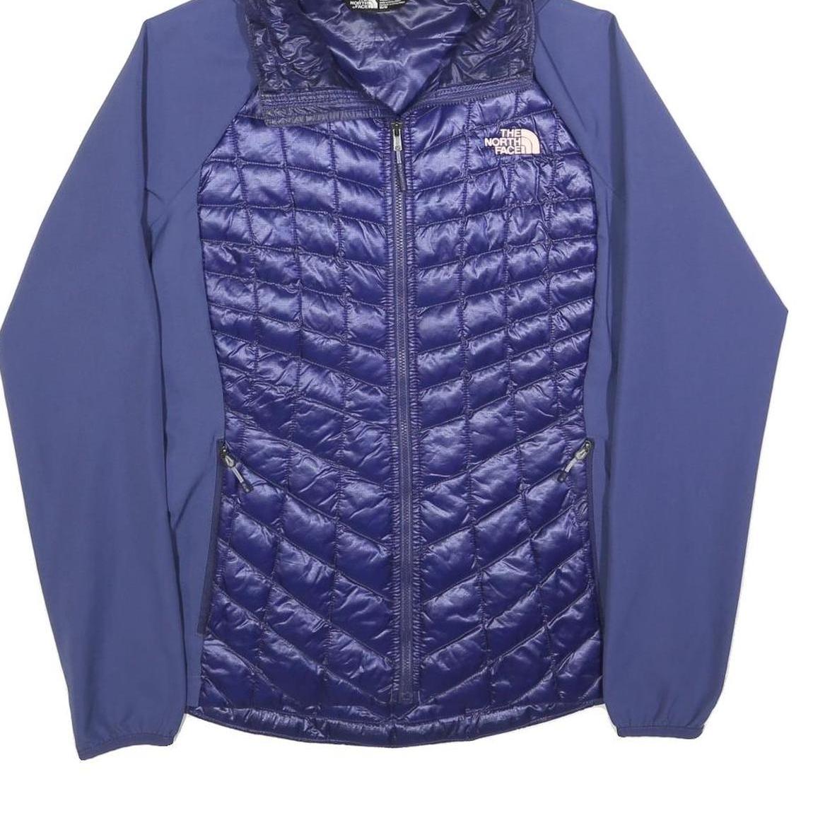 THE NORTH FACE Womens Blue Quilted Track Jacket M Polyester Hooded Zip