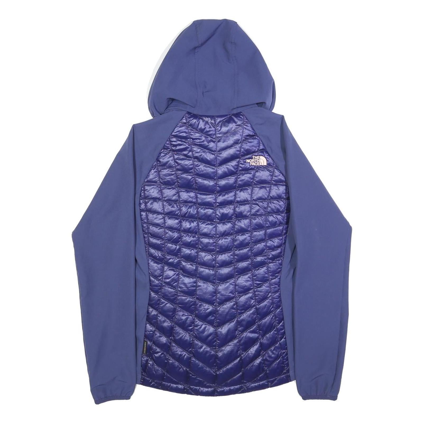 THE NORTH FACE Womens Blue Quilted Track Jacket M Polyester Hooded Zip