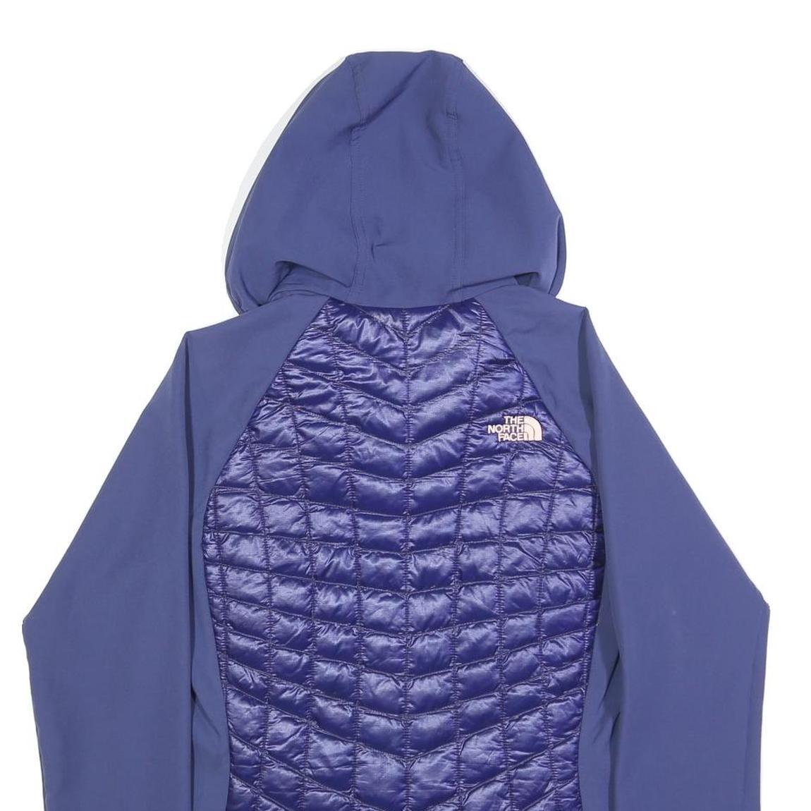 THE NORTH FACE Womens Blue Quilted Track Jacket M Polyester Hooded Zip