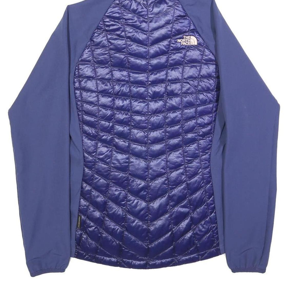THE NORTH FACE Womens Blue Quilted Track Jacket M Polyester Hooded Zip