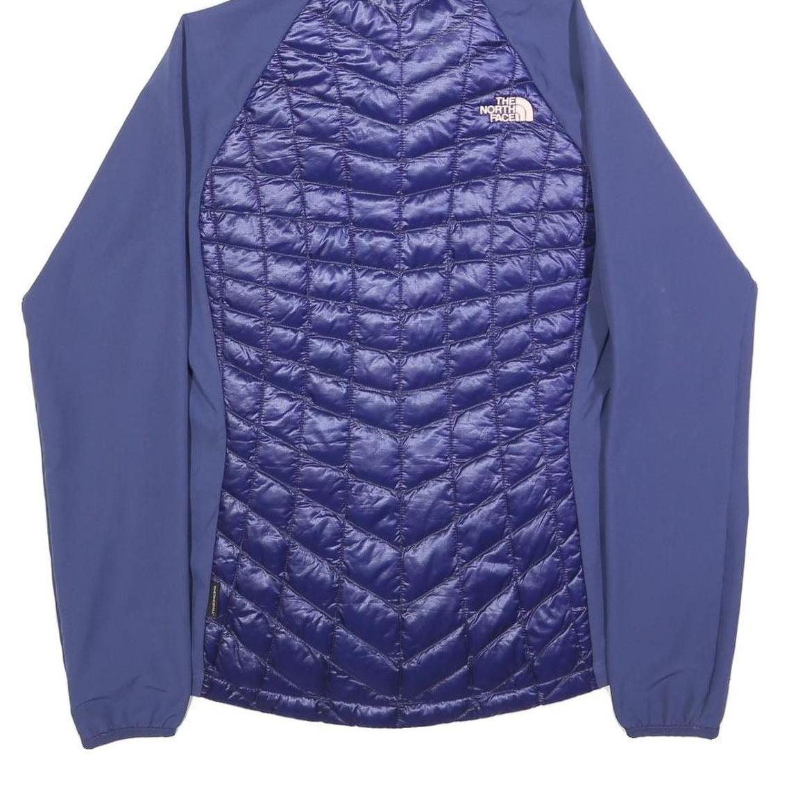 THE NORTH FACE Womens Blue Quilted Track Jacket M Polyester Hooded Zip