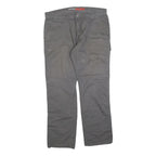 DICKIES Mens Cotton Blend Relaxed Fit Grey Trousers W36 L32 Workwear Zip Closure