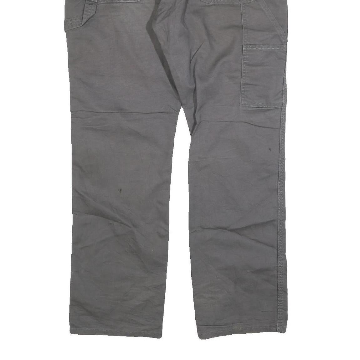 DICKIES Mens Cotton Blend Relaxed Fit Grey Trousers W36 L32 Workwear Zip Closure