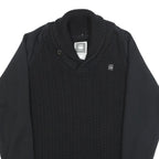 G-STAR Mens Black Patterned Pullover Cable Knit 2XL Cotton Jumper Knitwear