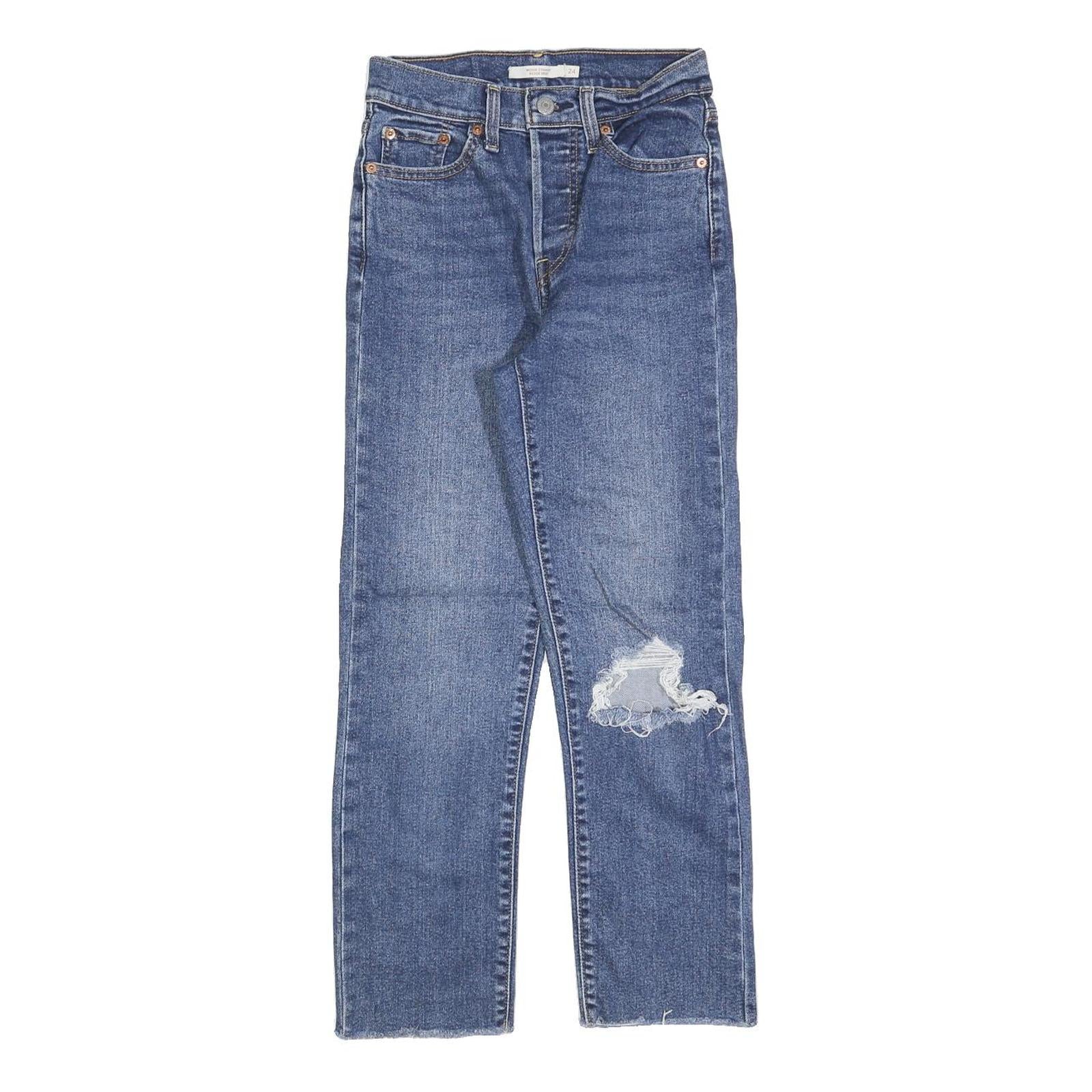 LEVI'S Womens Blue Regular Straight Denim Light W24 L26 Button Closure Jeans