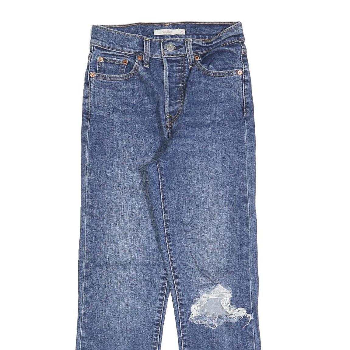 LEVI'S Womens Blue Regular Straight Denim Light W24 L26 Button Closure Jeans