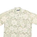 PURITAN Mens Green & Cream Floral Short Sleeve Shirt L Cotton Blend Summer