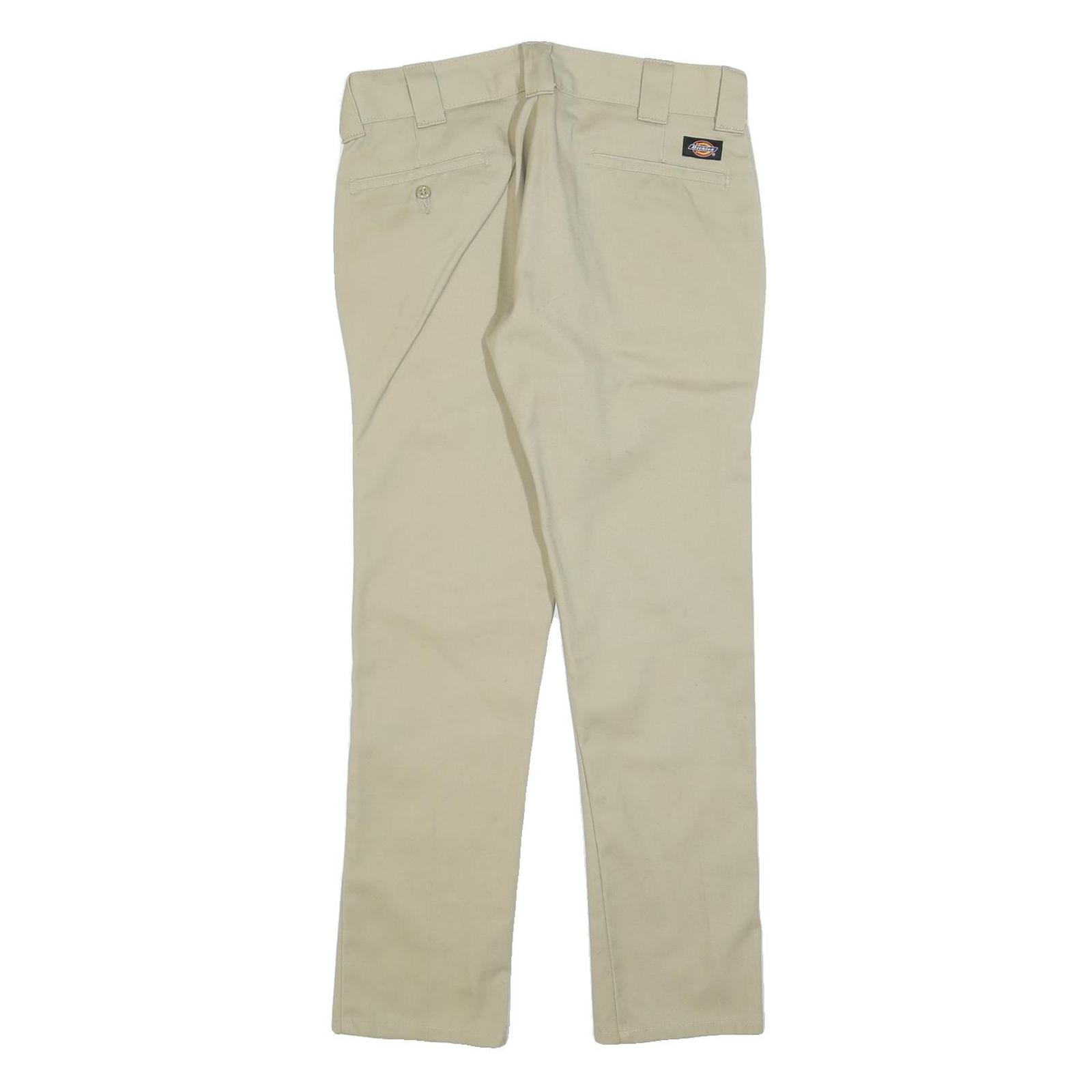 DICKIES Mens Slim Beige Cotton Blend Slim Straight Trousers W30 L29 Workwear