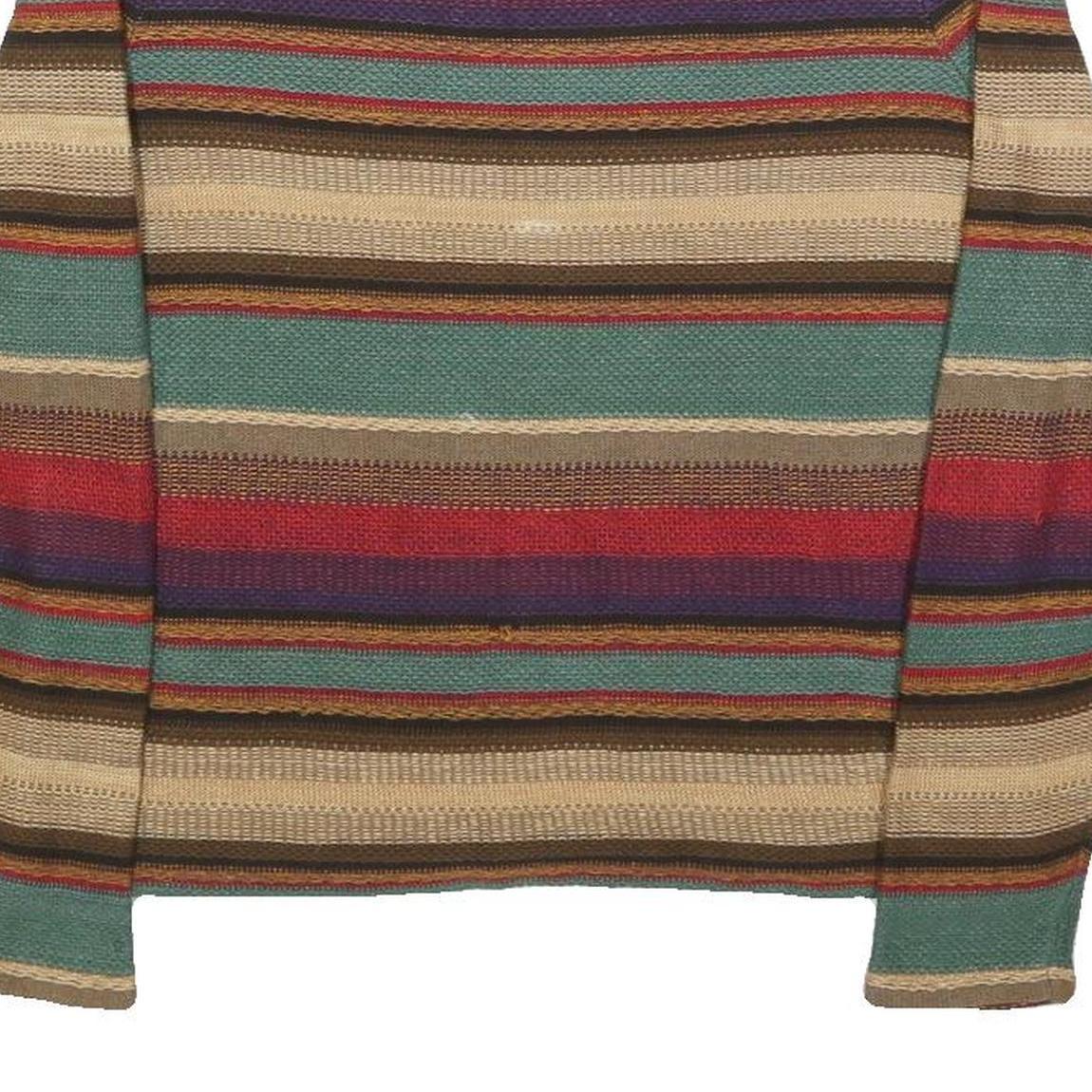 LAUREN RALPH LAUREN Womens Striped Patterned Boat Neck Knit Jumper L Cotton