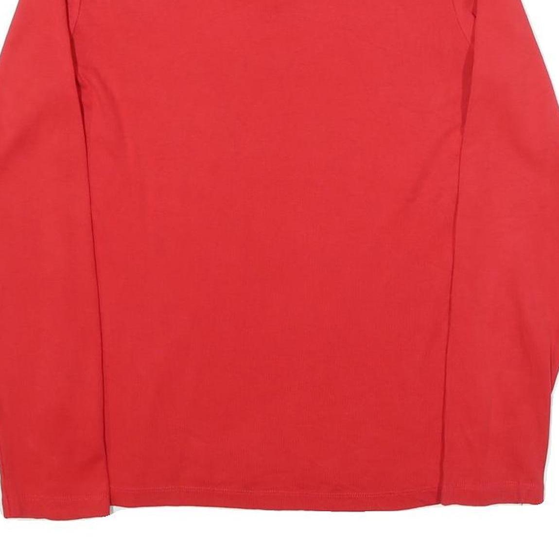 TOMMY HILFIGER Womens Red Jumper Plain V-Neck Basic Knit L Cotton Blend
