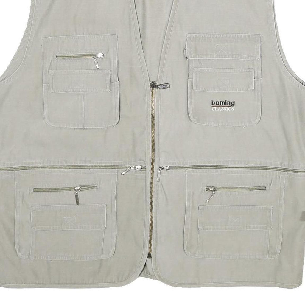 JIAN LI LAI Mens Grey Utility Jacket XL Polyester Blend Plain Zip Pockets