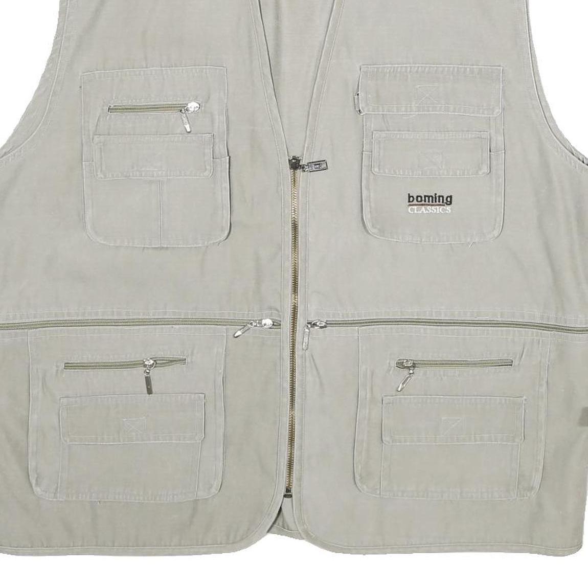 JIAN LI LAI Mens Grey Utility Jacket XL Polyester Blend Plain Zip Pockets