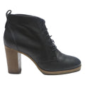 1937 Womens Lace-Up Black Leather Ankle Boots UK 6.5 Stylish Heeled Footwear