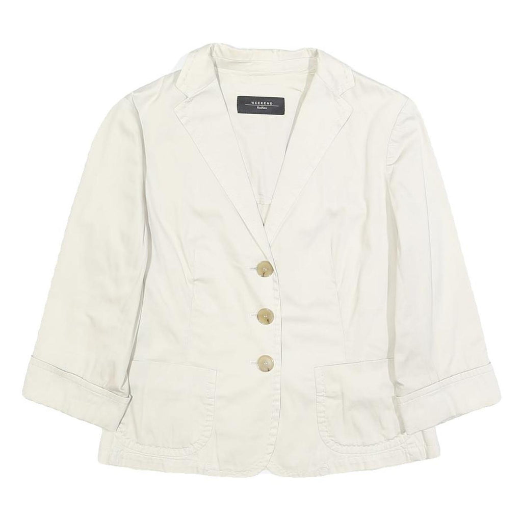 WEEKEND MAX MARA Womens White Cotton Blend Casual Jacket S Button Plain