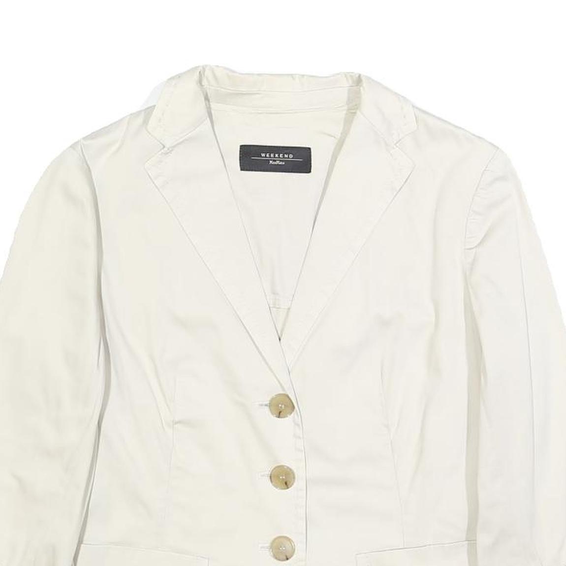 WEEKEND MAX MARA Womens White Cotton Blend Casual Jacket S Button Plain