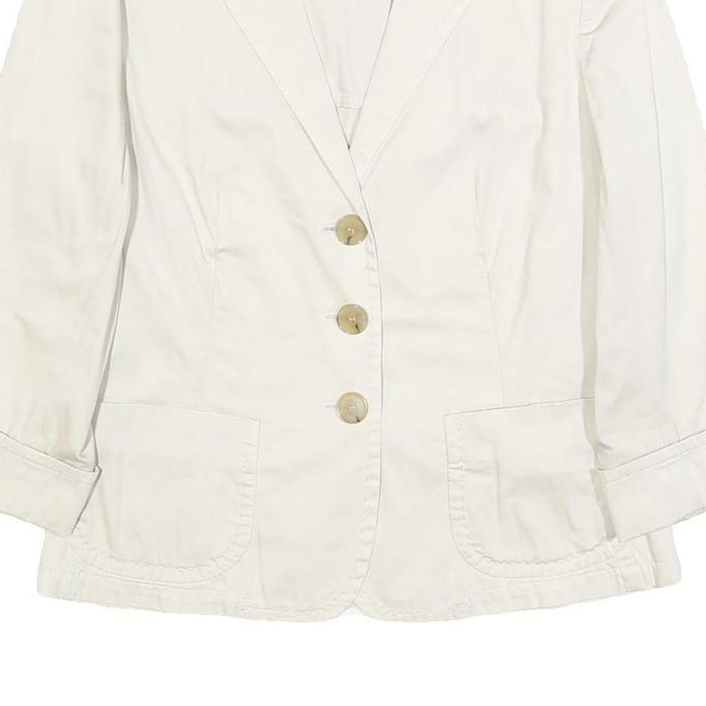 WEEKEND MAX MARA Womens White Cotton Blend Casual Jacket S Button Plain