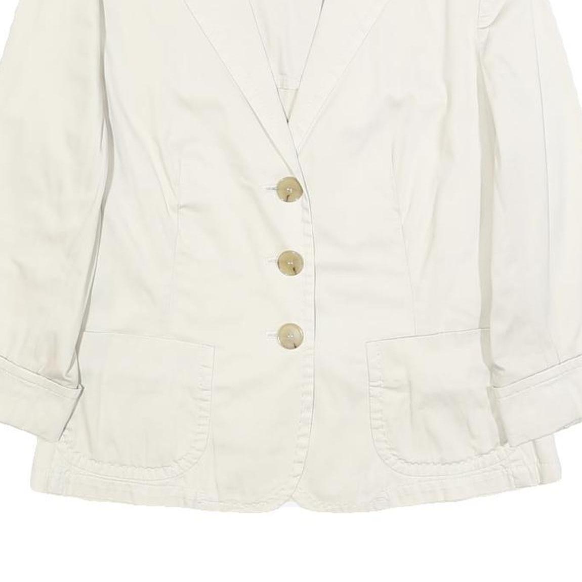 WEEKEND MAX MARA Womens White Cotton Blend Casual Jacket S Button Plain