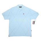 WILSON STAFF Mens Blue Short Sleeve Argyle Pattern L Polo Shirt Cotton