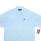 WILSON STAFF Mens Blue Short Sleeve Argyle Pattern L Polo Shirt Cotton