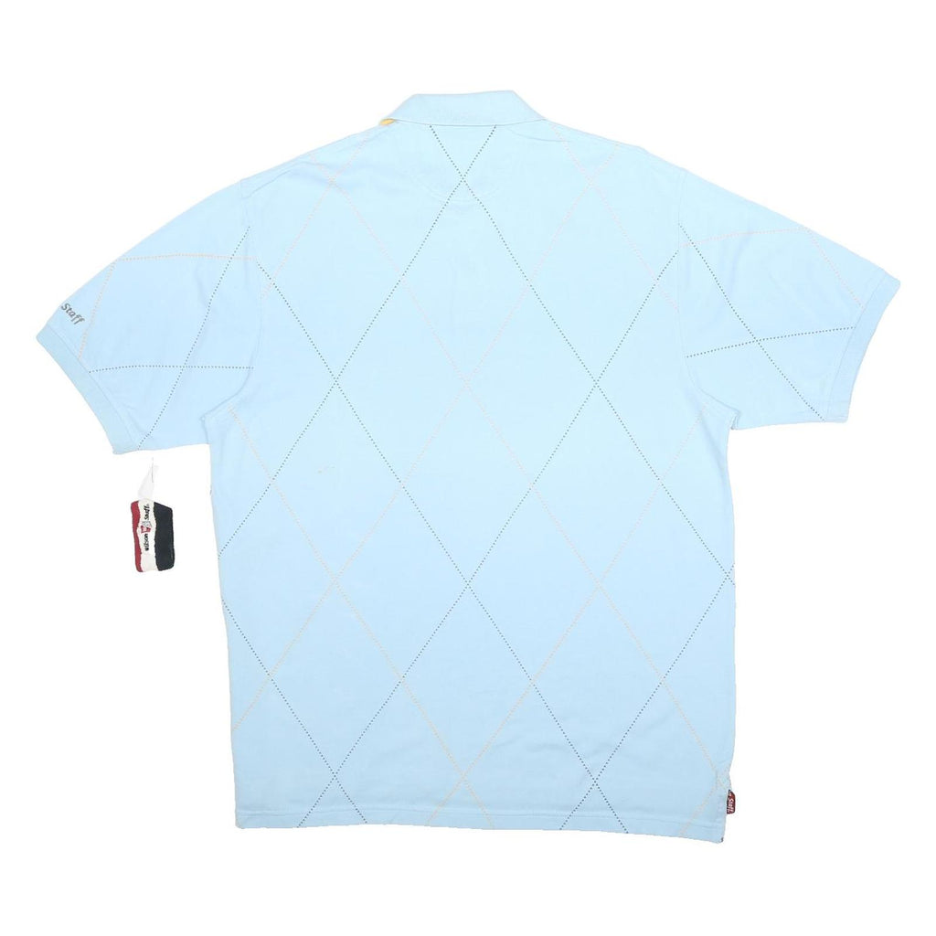 WILSON STAFF Mens Blue Short Sleeve Argyle Pattern L Polo Shirt Cotton