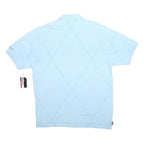 WILSON STAFF Mens Blue Short Sleeve Argyle Pattern L Polo Shirt Cotton