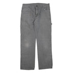 DICKIES Mens Cotton Blend Grey Regular Straight Trousers W34 L32 Workwear Zip