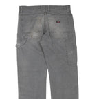 DICKIES Mens Cotton Blend Grey Regular Straight Trousers W34 L32 Workwear Zip